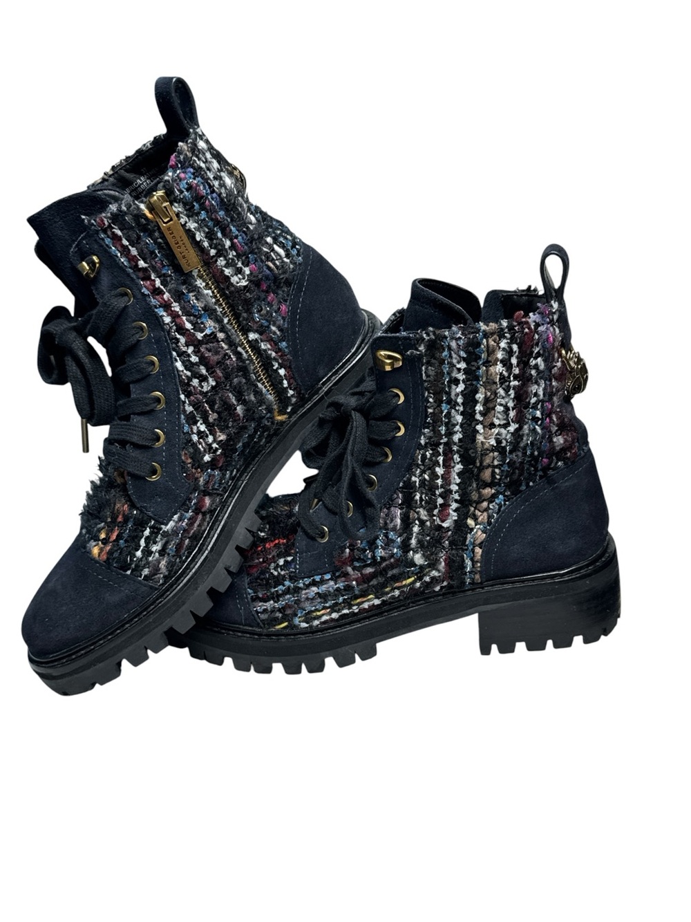 Kurt Geiger London Kensington
Tweed Lug Sole Combat Boots